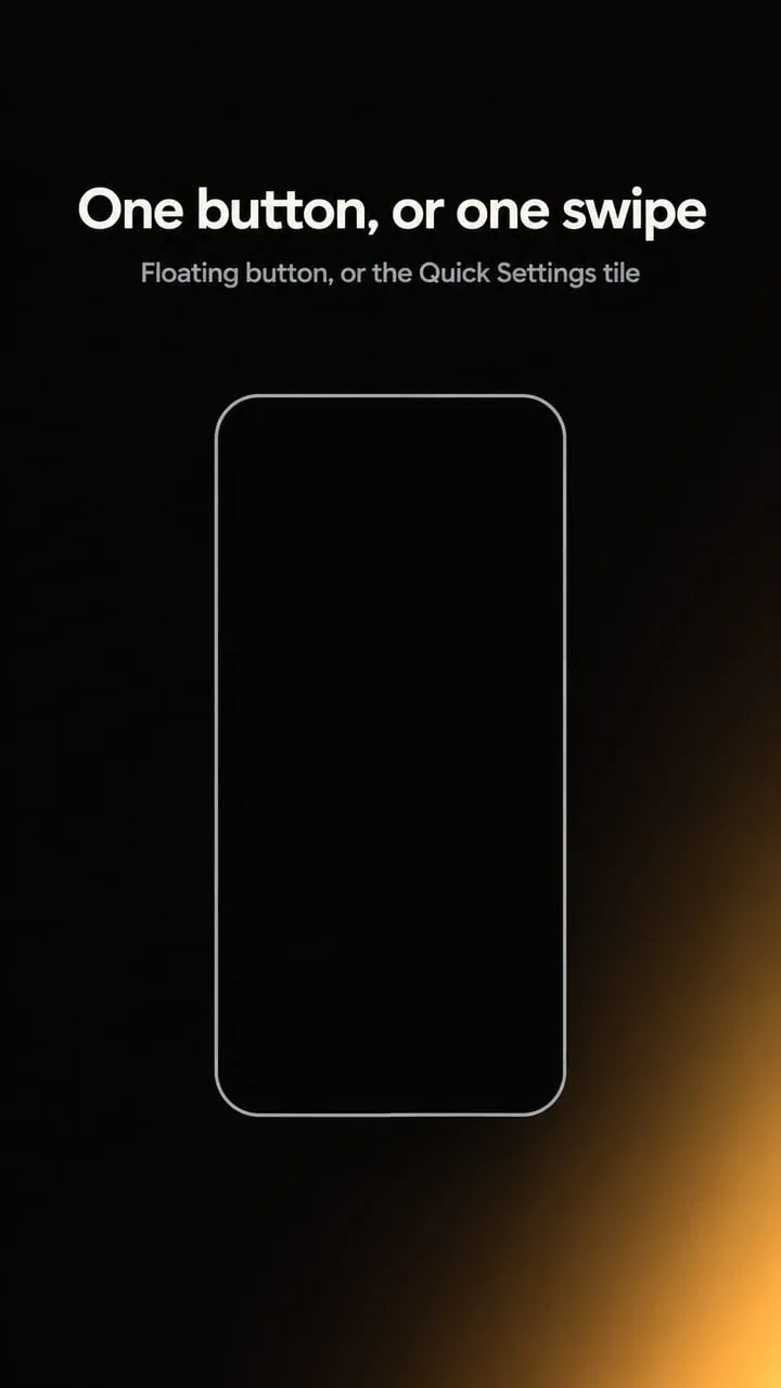 ScreenVeil turns the screen off with the floating button or the Quick Settings tile