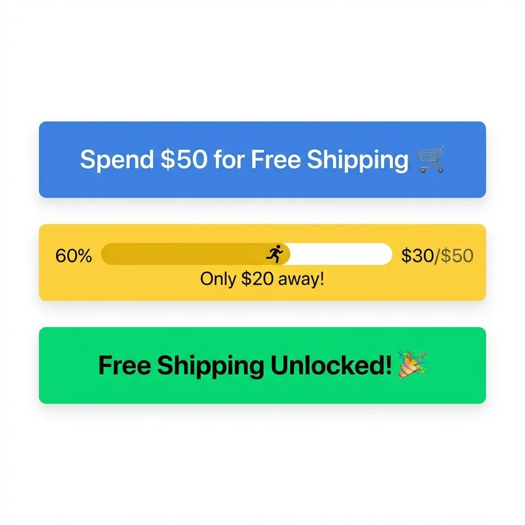 Progressive free shipping bar Shopify
